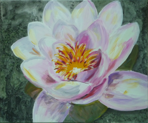 Seerose - Acryl auf Leinwand,  60x50cm, 2012,  M. von Balthazar - VERKAUFT