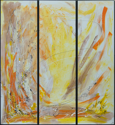 Tre - Acryl auf Leinwand, 3x30x100 cm, 2016, U. Schachner - VERKAUFT