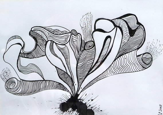 Ausgeschlüpft - Tuschezeichnung, 30x21 cm, 2009, P. Brodaric
