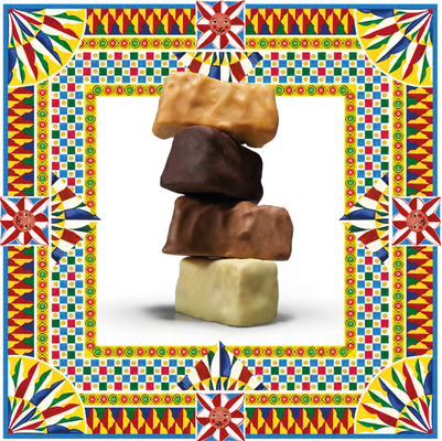 Dolce&Gabbana Sicilian assorted soft mini Nougat bars (individually wrapped) in metal tin (150g / 250g / 500g)