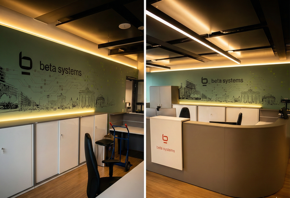 Wandgestaltung Berlin mit Laser-Ausrichtung für absolute Symmetrie.