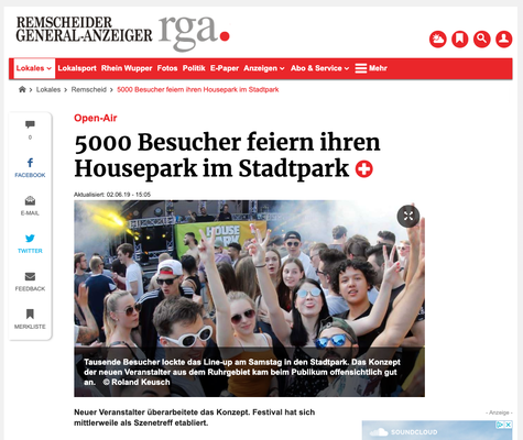 Housepark Review Remscheider General-Anzeiger 2019