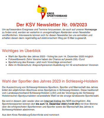 KSV RD-ECK Newsletter Nr. 009/2023