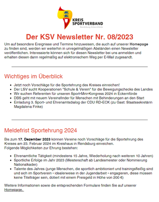 KSV RD-ECK Newsletter Nr. 08/2023