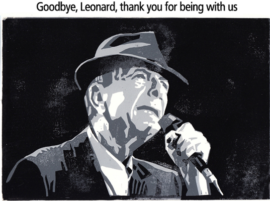 Leonard Cohen, Linolschnitt, 19 x 28 cm