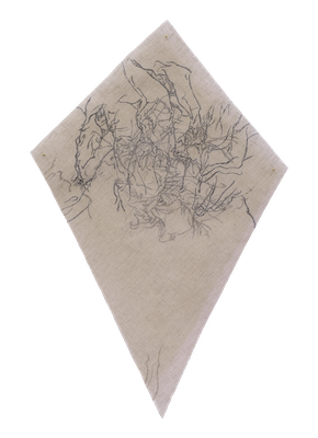 Ma-01  [Sumi-ink on transparent canvas, 82x53cm, 2022]