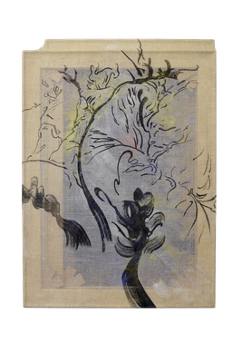 Never-01 on02   [Sumi-ink, Oil on transparent canvas, 63x45x4cm, 2021]