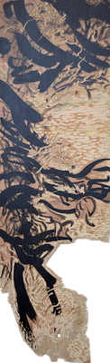 Ma on Wood -01 [Sumi-ink on wood 73.1x22.1cm 2024]