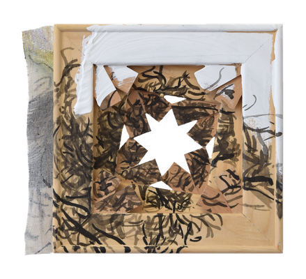 Broken Order 4/16 [Sumi-ink, Oil on transparent canvas, 25x28x4cm, 2022]