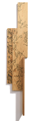生ける Ikeru-02 [Sumi-ink on wood 100.3x19x9.5cm 2023]