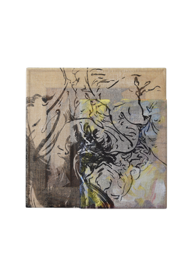 Never-02 on 02   [Sumi-ink, Oil on transparent canvas, 30x30x8cm, 2021]