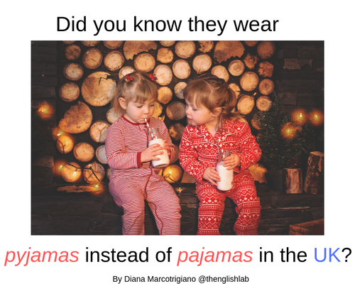 Spelling: UK pyjama vs US pajama