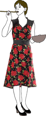 Robe MILA à grosses roses rouges Melle creation