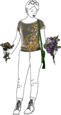 Tee-shirt MONDAY marron à fleurs Melle creation