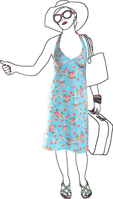 Robe PAMELA bleu ciel et fleurs Melle creation