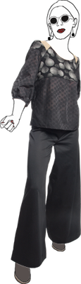 Blouse SARAH noire et sable et pantalon large noir Melle creation