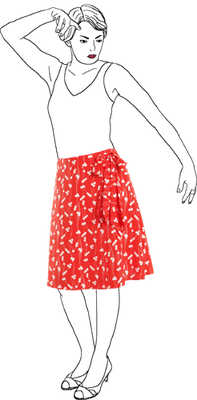 Jupe portefeuille AZALÉE rouge Melle creation