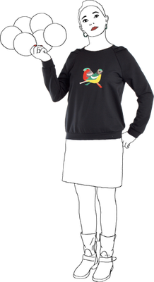 Pull EDITH noir oiseaux brodés Melle creation