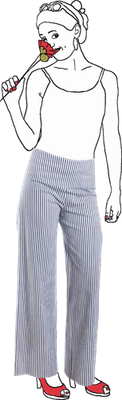 Pantalon droit rayé bleu et blanc Melle creation