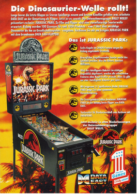 deutscher Flyer "Jurassic Park" von Data East