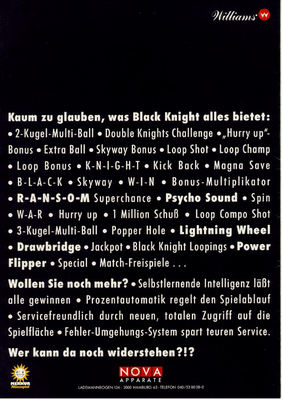 Flyer "Black Knight 2000" deutsch