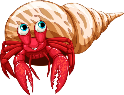 bernard-l'ermite - faune aquatique - animaux - smiley émoticône émoji cartoon clipart illustration - artémotic