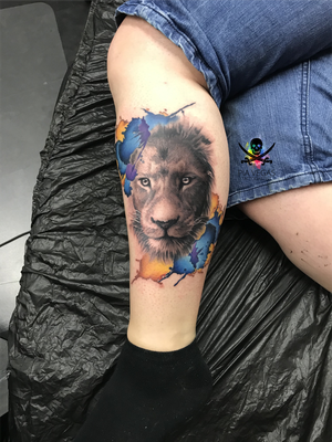 löwe lion tattoo watercolor