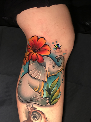 Elephant comic tattoo