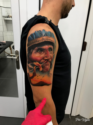 Indianer native tattoo farbe color