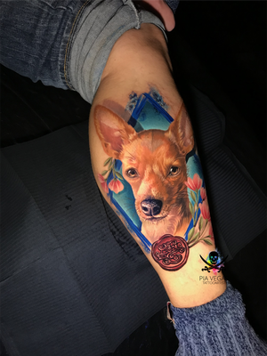 dog portrait color tattoo