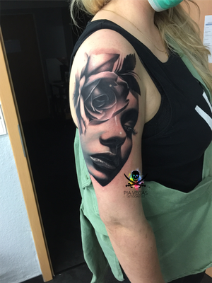 rose tattoo portrait face gesicht