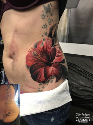 cover up tattoo hibiskus