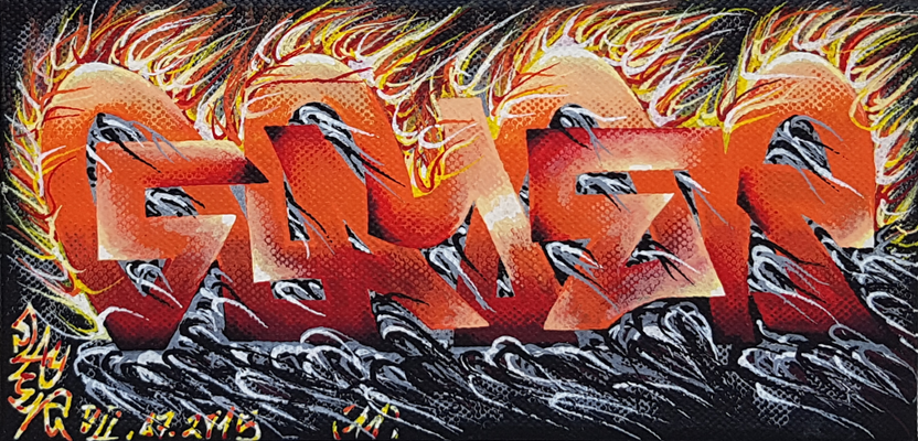 PAT23 "Slayer" Leinwand 20x10 - Graffiti Kunst Leipzig