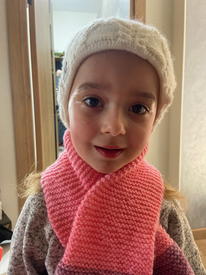Yullia's daughter with the shawl from UK