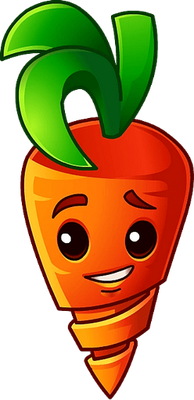 carotte [Plants vs Zombies] - légume - alimentation - smiley émoticône émoji cartoon clipart illustration - artémotic
