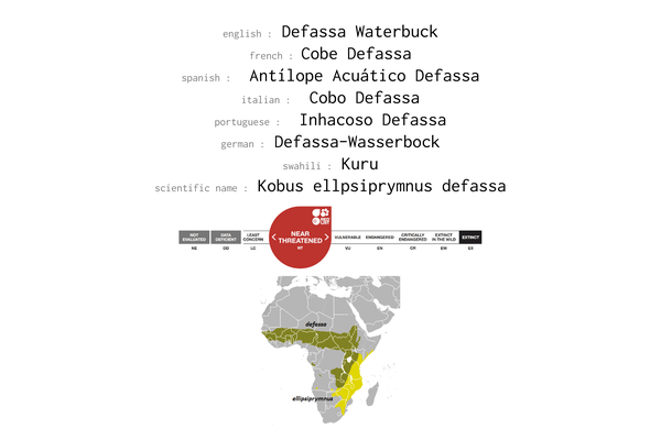 Names, conservation status and distribution of Waterbuck Defassa