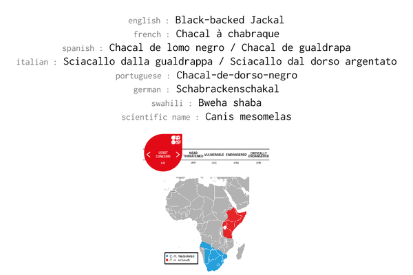 Names, conservation status and distribtuion of Black-backed Jackal