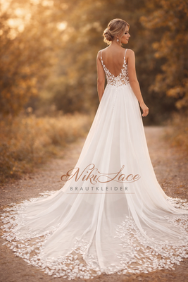 Niki Lace Standesamt Brautkleid aus Chiffon mit Spitzendetails