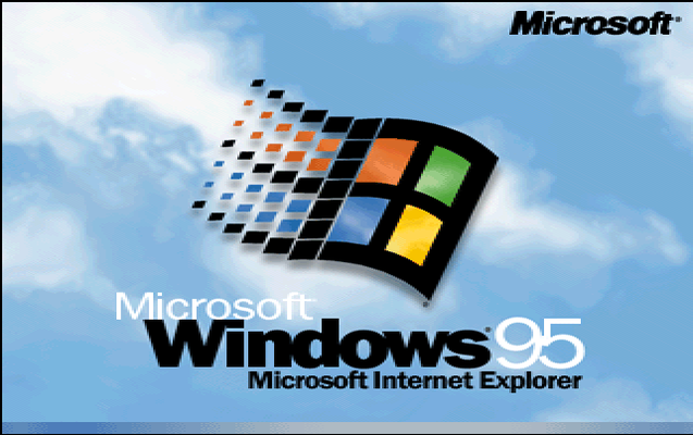 Und schon ist der Bootscreen von Windows 95c zu sehen (mit Internet Explorer natürlich)