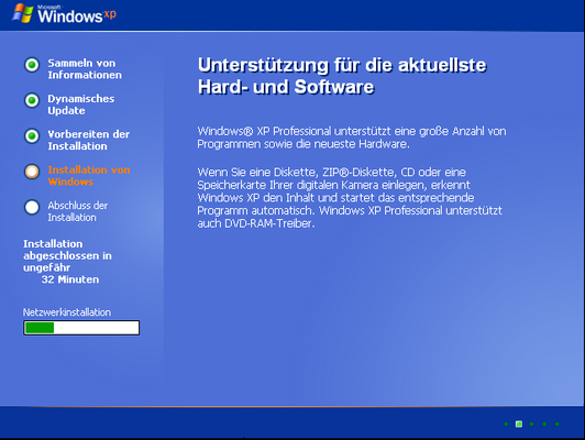Windows XP wirbt mit neuen Treibern.