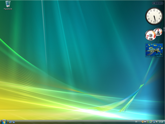 Der neue Desktop! Visuell in die nächsten Jahre...Die Taskleiste zeigt sich mit vollen Aero-Effekten. Sieht gut und modern aus!