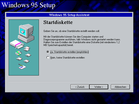 Eine Diskette zum Starten im Notfall soll erstellt werden...was war nochmal eine Diskette?
