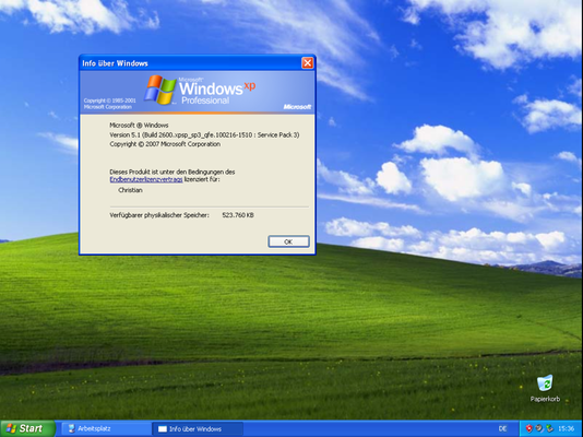 Windows NT 5.1 mit SP3. Die aktuellste und wohl letzte Version von XP.