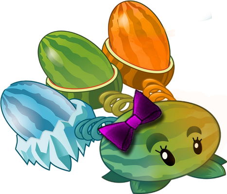 pastèque [Plants vs Zombies] - fruit - alimentation - smiley émoticône émoji cartoon clipart illustration - artémotic