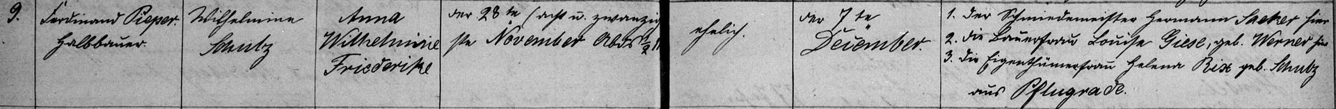 Taufeintrag zur Taufe von Anna Wilhelmine Friederike Pieper, Kirchenbuch Sassenburg 1865