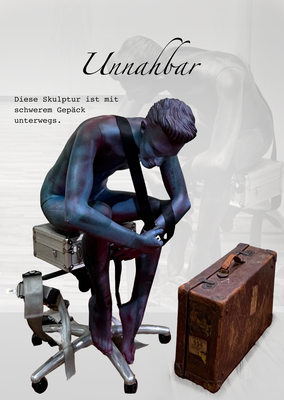 UpcyclingSkulptur "Unnahbar", ca. 118cm hoch + schweres Gepäck