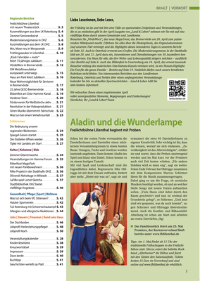 Land und Leben Regionalmagazin. Inhalt der gedruckten Ausgabe, Vorwort und kurzer Bericht zum Theater in Lilienthal. 