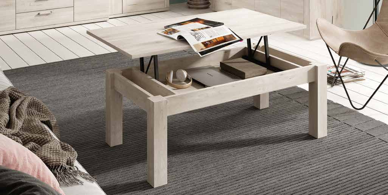 Mesa de centro elevable para apartamento.