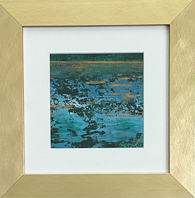 ABSTRACT LANDSCHAP met goud              0.25 x 0.25m