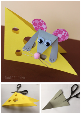 Petite souris bricolée avec nos chutes de papiers cartonnés. www.toutpetitrien.ch/bricos/ - fleurysylvie